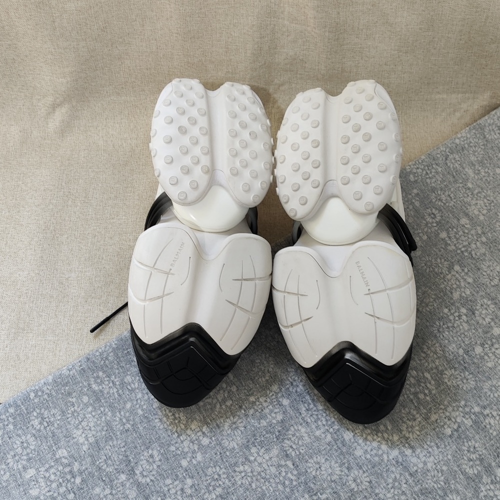 Balmain White and Black Women's Chunky Lace-Up Sneakers - Picture 12 of 13